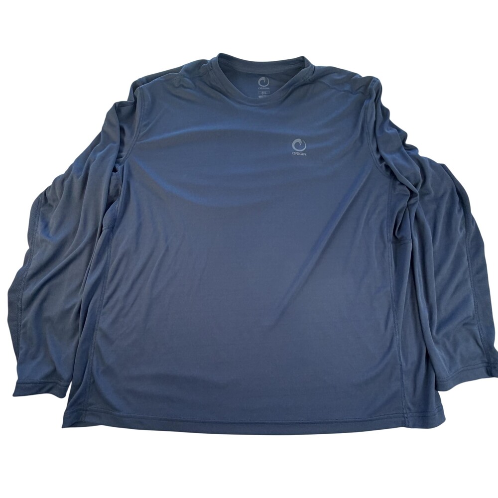 Origin Shirt Mens 2XL Blue Long Sleeve Brrr Polyester Performance Made USA